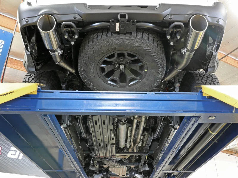 aFe Vulcan Series 3in 304SS Cat-Back Exhaust 21+ Ram 1500 TRX V8-6.2L w/ PolishedTips - Side View