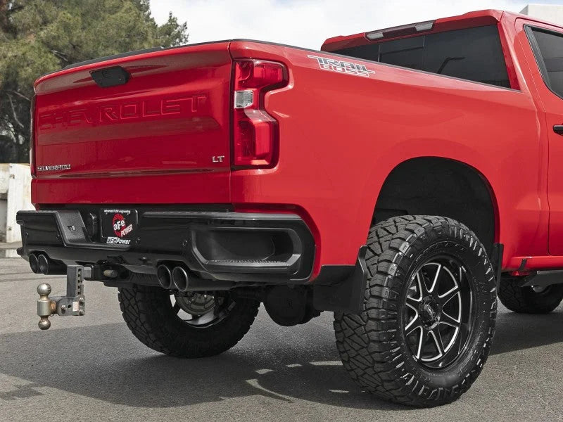 aFe Vulcan Series 3in 304SS DPF-Back 20-21 GM Trucks L6-3.0L (td) LM2 - Dual Black Tip - Side View