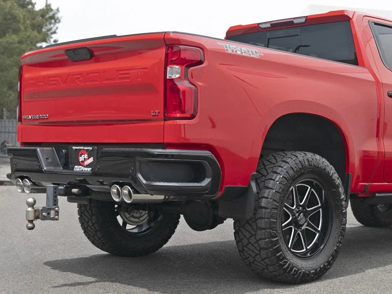 aFe Vulcan Series 3in 304SS DPF-Back 20-21 GM Trucks L6-3.0L (td) LM2 - Dual Polished Tip - Back View