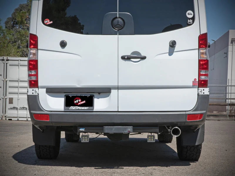 aFe Vulcan Series 3in 304SS DPF-Back Exhaust w/ Polished Tip 14-18 Mercedes-Benz Sprinter 2500 - Installation View