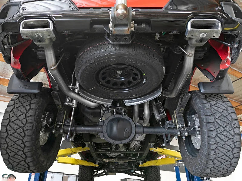 aFe Vulcan Series 3in 304SS Exhaust Cat-Back w/ OE Tips 2019 GM Silverado / Sierra 1500 V8-5.3L - Side View