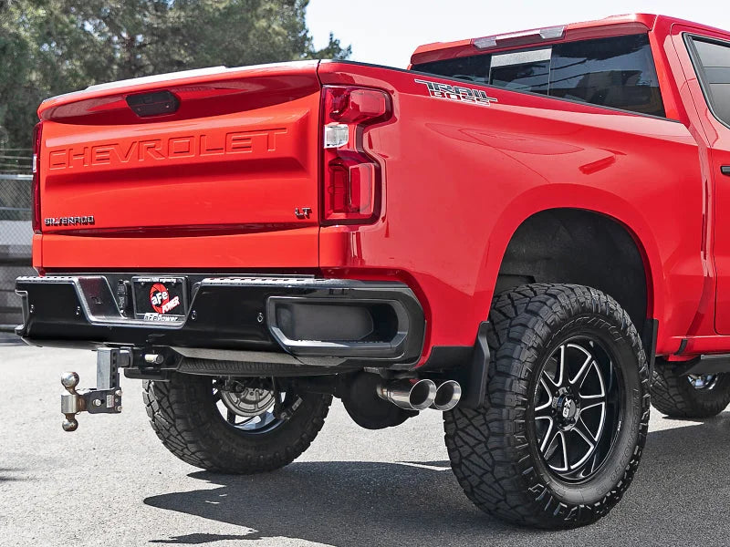 aFe Vulcan Series 3in 304SS Exhaust Cat-Back w/Pol Tip 2019 GM Silverado/Sierra 1500 V6-4.3L/V8-5.3L - Side View