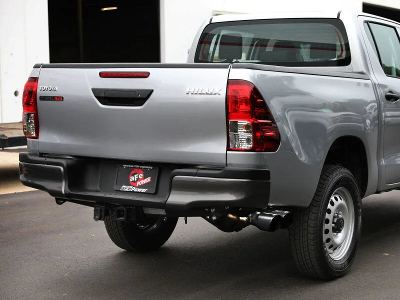 aFe Vulcan Series 3in SS Rear-Side Exit Exhaust w/ Black Tip fits 2015-2026 Toyota Hilux L4-2.4L / 2.8L (td) - Side View