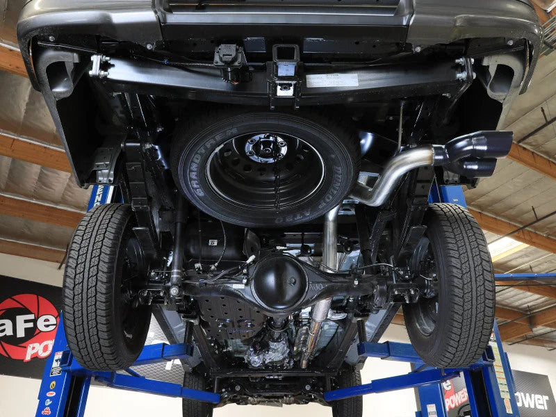 aFe Vulcan Series 3in SS Rear-Side Exit Exhaust w/ Black Tip fits 2015-2026 Toyota Hilux L4-2.4L / 2.8L (td) - Back View