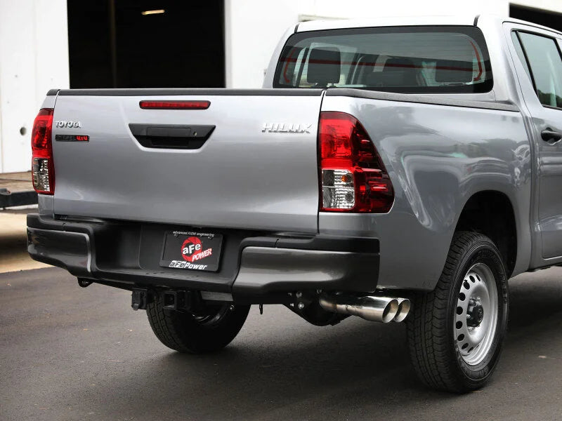 aFe Vulcan Series 3in SS Rear-Side Exit Exhaust w/ Polished Tip fits 2015-2026 Toyota Hilux L4-2.4L / 2.8L (td) - Side View