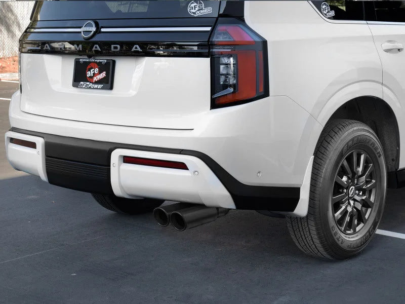 aFe Vulcan Series 3in Stainless Steel Cat-Back Exhaust w/ Black Tip Nissan Armada 25-26 V6-3.5L (tt) - Side View