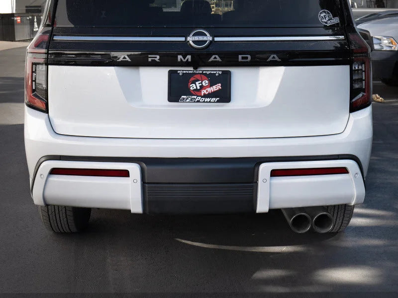 aFe Vulcan Series 3in Stainless Steel Cat-Back Exhaust w/ Black Tip Nissan Armada 25-26 V6-3.5L (tt) - Installation View