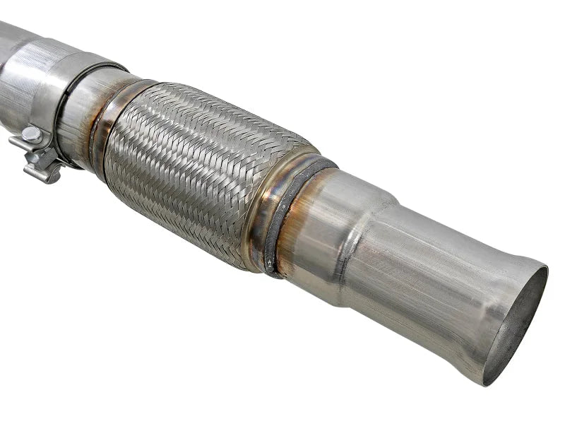 aFe Vulcan Series 4-3in 304SS Exhaust Cat-Back w/ Blk Tips 2019 GM Silverado/Sierra 1500 V8-6.2L - Back View