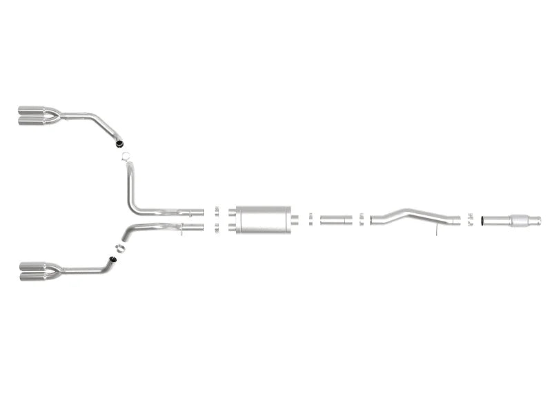 aFe Vulcan Series 4-3in 304SS Exhaust Cat-Back w/ Pol Tips 2019 GM Silverado/Sierra 1500 V8-6.2L - Back View