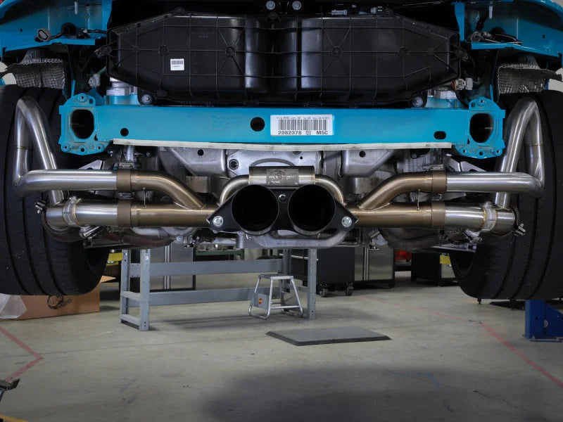 afe 14-16 Porsche 911 GT3 991.1 H6 3.8L MACH Force-Xp 304 SS Cat-Back Exhaust System w/ Brushed Tips - Back View