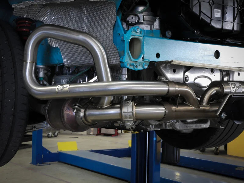 afe 14-16 Porsche 911 GT3 991.1 H6 3.8L MACH Force-Xp 304 SS Cat-Back Exhaust System w/ Brushed Tips - Installation View