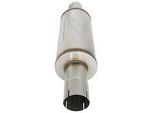 Load image into Gallery viewer, afe ATLAS Muffler 3-1/2 IN ID Center/Center x 7 IN Dia. X 16 IN L - Round Body - Side View
