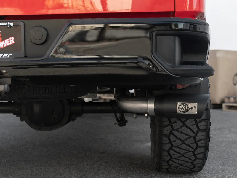 afe Apollo GT Series 2019 GM Silverado/Sierra 1500 4.3L/5.3L 409 SS CatBack Exhaust System w/Blk Tip - Back View