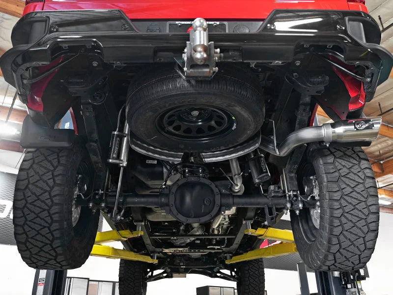 afe Apollo GT Series 2019 GM Silverado/Sierra 1500 4.3L/5.3L 409 SS CB Exhaust System w/Polished Tip - Side View