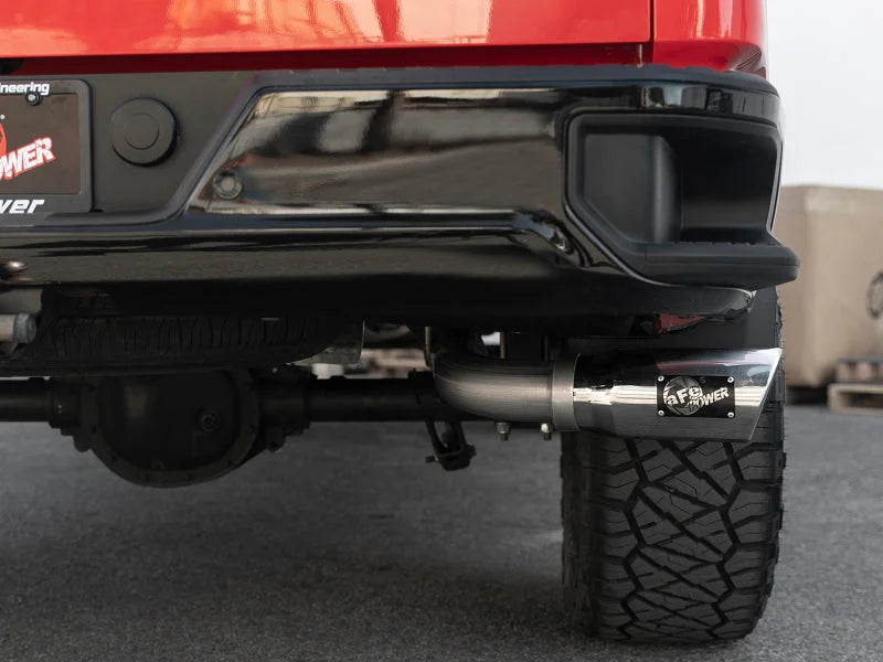 afe Apollo GT Series 2019 GM Silverado/Sierra 1500 4.3L/5.3L 409 SS CB Exhaust System w/Polished Tip - Back View
