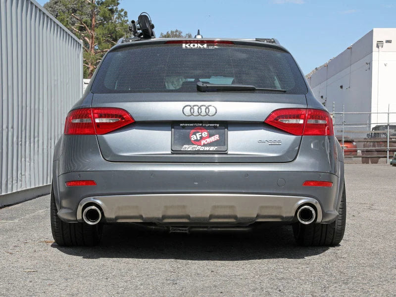 afe MACH Force-Xp 13-16 Audi Allroad L4 SS Axle-Back Exhaust w/ Polished Tips - Side View