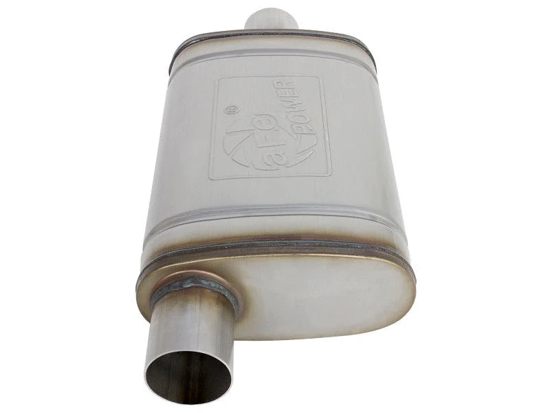 afe MACH Force-Xp Muffler 2-1/2 IN ID Offset/Center x 9 IN W x 4 IN H x 14 IN L - Oval Body - Installation View
