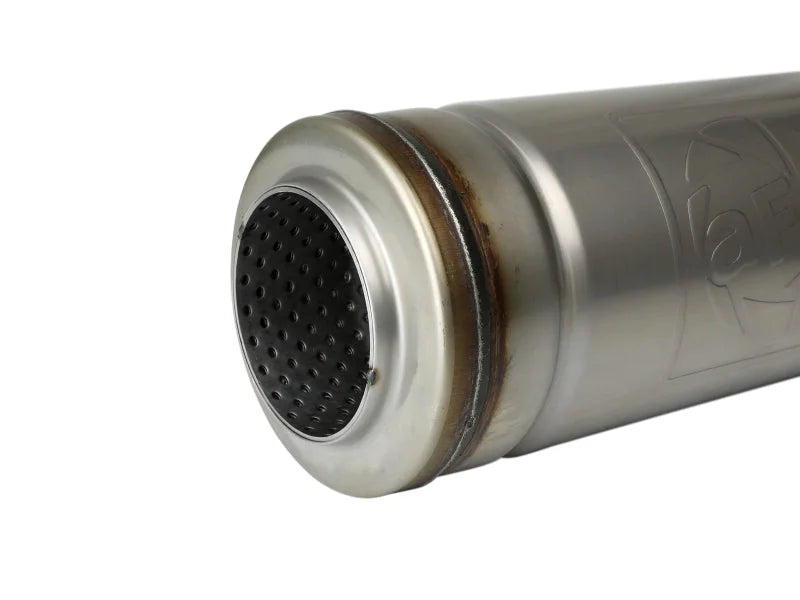 afe MACH Force-Xp Muffler 3 IN ID Center/Center x 5 IN Dia. x 14 IN L - Round Body - Side View