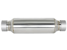 Load image into Gallery viewer, afe MACH Force-Xp Resonator 2-1/2 IN Inlet/Outlet x 4 IN Dia. x 12 IN Body x 15 IN Overall Length - Side View