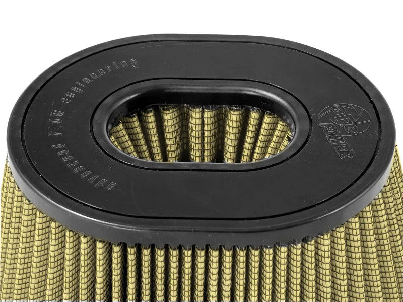 afe Magnum FORCE Intake Rplcmnt Air Filter 3-1/4IN F x (9x6-1/2)IN B x (6-3/4x5-1/2)IN T x 5-3/8IN H - Side View