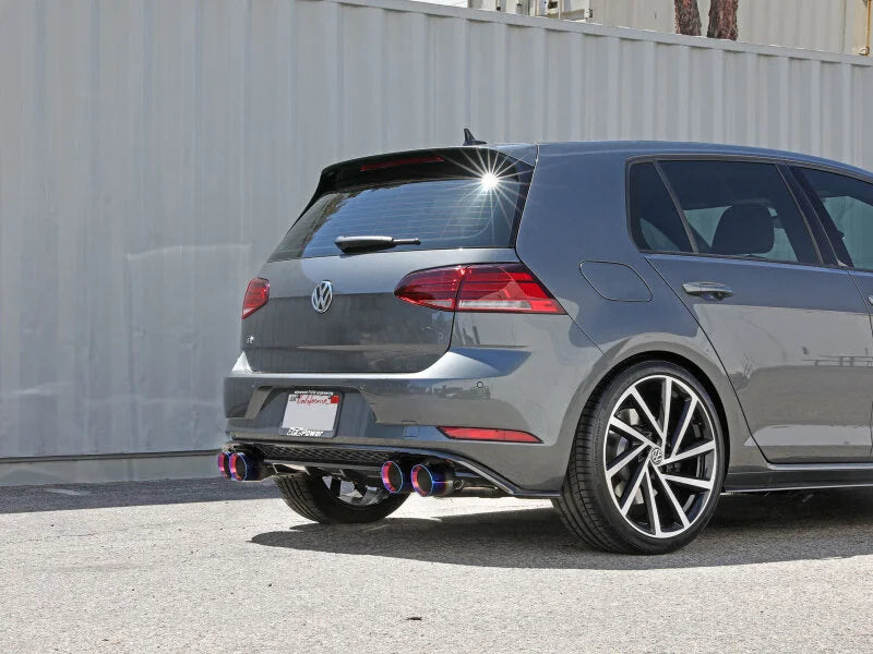 afe POWER MACH Force-Xp 15-19 Volkswagen Golf R L4-2.0L(T) 304 SS Cat-Back Exhaust System Blue Tips - Side View