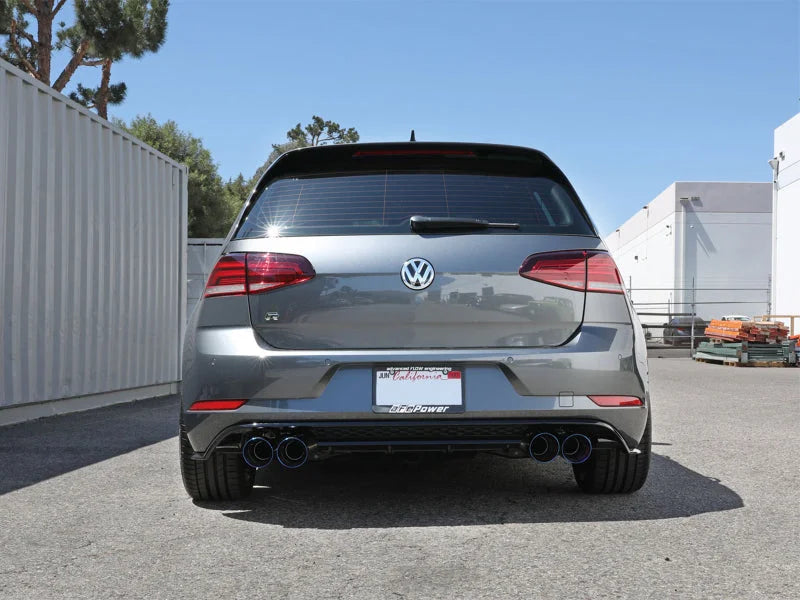 afe POWER MACH Force-Xp 15-19 Volkswagen Golf R L4-2.0L(T) 304 SS Cat-Back Exhaust System Blue Tips - Back View