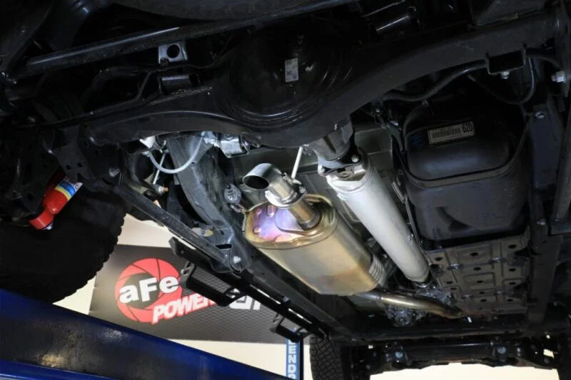afe ROCK BASHER Axle-Back Exhaust System Toyota Tacoma 24-25 L4-2.4L (t) - Side View