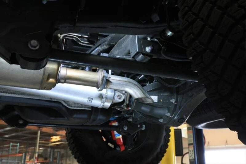 afe ROCK BASHER Axle-Back Exhaust System Toyota Tacoma 24-25 L4-2.4L (t) - Installation View