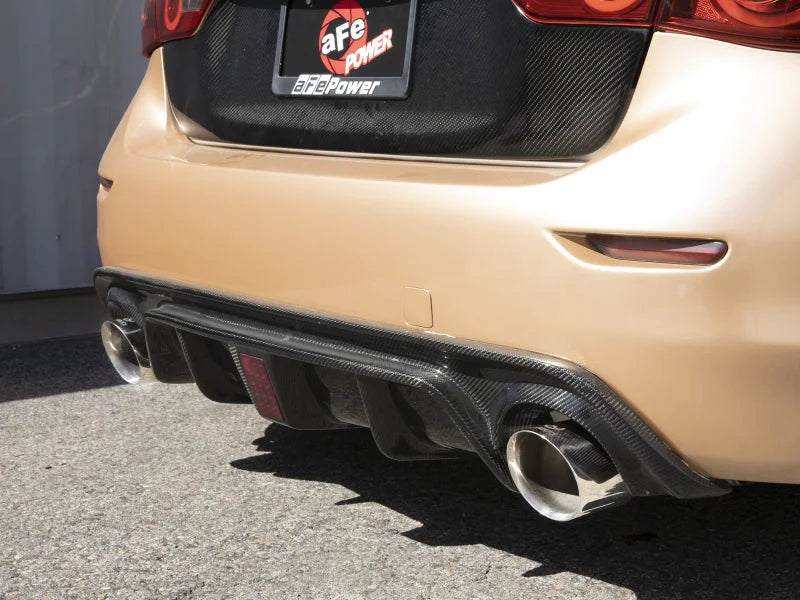 afe Takeda Cat-Back Exhaust System Infiniti Q50 14-15 V6-3.7L - Back View