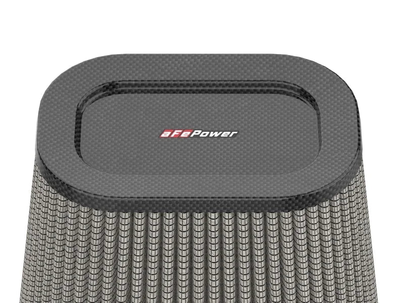 afe Track Series Intake Rplcmnt Air Filter 4IN F x (7-3/4 x 6-1/2)IN B x (5-3/4 x 3-3/4)IN T x 7IN H - Side View