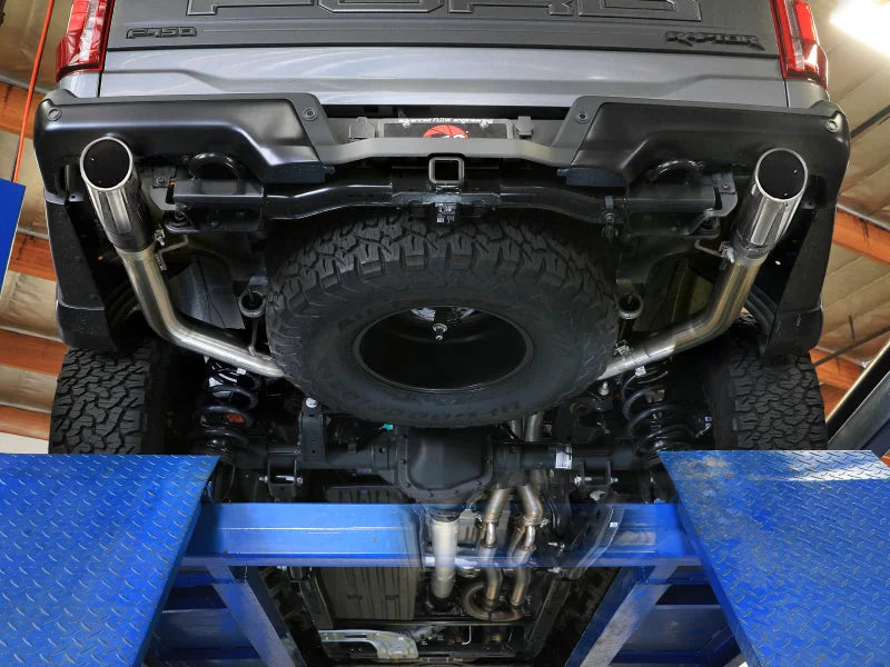 afe Vulcan Series Cat-Back Exhaust System Ford F-150 Raptor 21-24 V6-3.5L (tt) - Back View