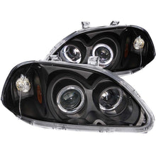Load image into Gallery viewer, ANZO ANZO 1996-1998 Honda Civic Projector Headlights w/ Halo Black ANZ121068