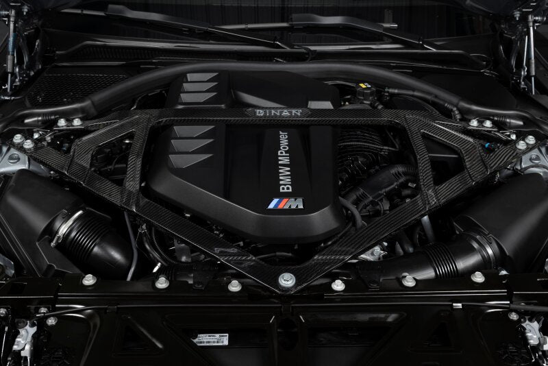 Dinan Gloss Carbon Fiber Strut Tower Brace - Front fits 2023-2026 BMW M2 / BMW M2/M3/M4 / 2021-2026 BMW M3 / 2021-2026 BMW M4