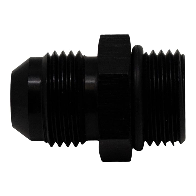 DeatschWerks DeatschWerks 8AN ORB Male to 8AN Male Flare Adapter (Incl O-Ring) - Anodized Matte Black DWK6-02-0402-B