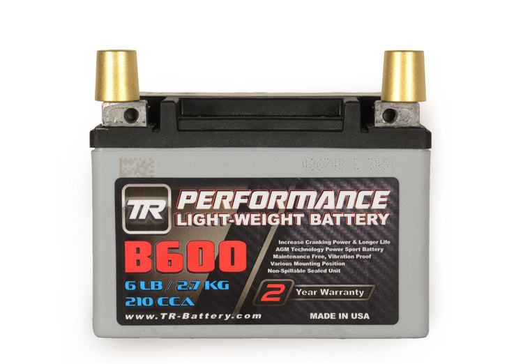 TR-B600 6LBS AGM Lightweight Battery Street Use Race Use Track Use Universal Fit with Battery Tender (Optional)
