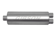 Load image into Gallery viewer, Gibson Gibson SFT Superflow Center/Dual Round Muffler - 7x24in/3in Inlet/2.5in Outlet - Stainless GIB789800S