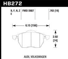 Load image into Gallery viewer, Hawk Performance Hawk 00-06 Audi TT/00-06 TT Quattro 1.8L / 99-04 VW Golf GTI 2.8L Blue 9012 Race Front Brake Pads HAWKHB272E.763