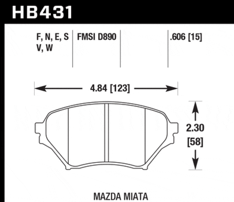 Hawk Performance Hawk 01-05 Mazda Miata HPS 5.0 Front Brake Pads HAWKHB431B.606
