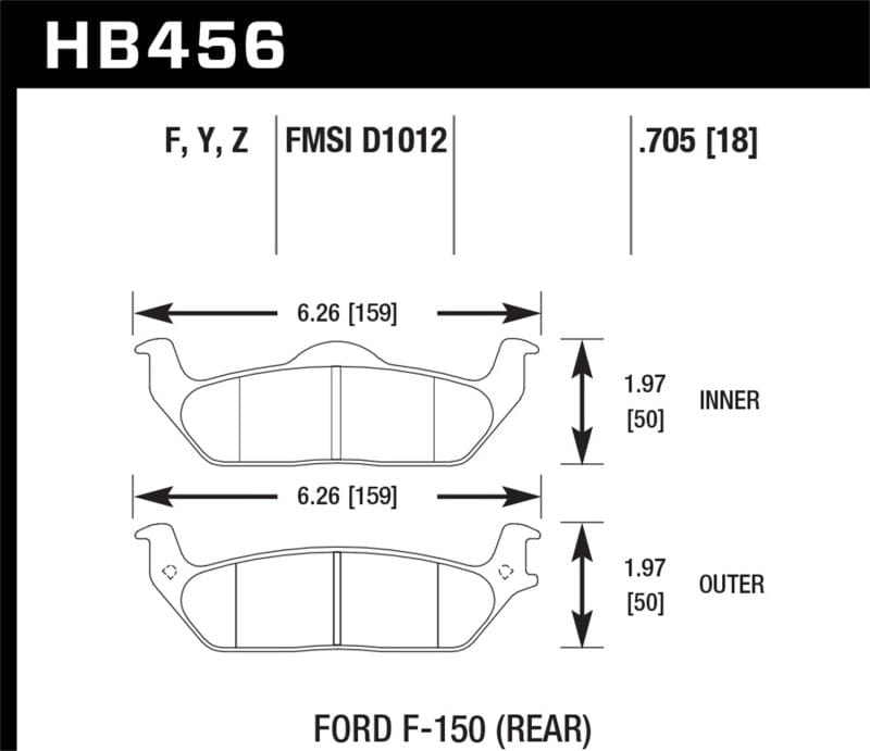 Hawk Performance Hawk 04-11 Ford F-150 /  06-08 Lincoln Mark LT Performance Ceramic Rear Street Brake Pads HAWKHB456Z.705