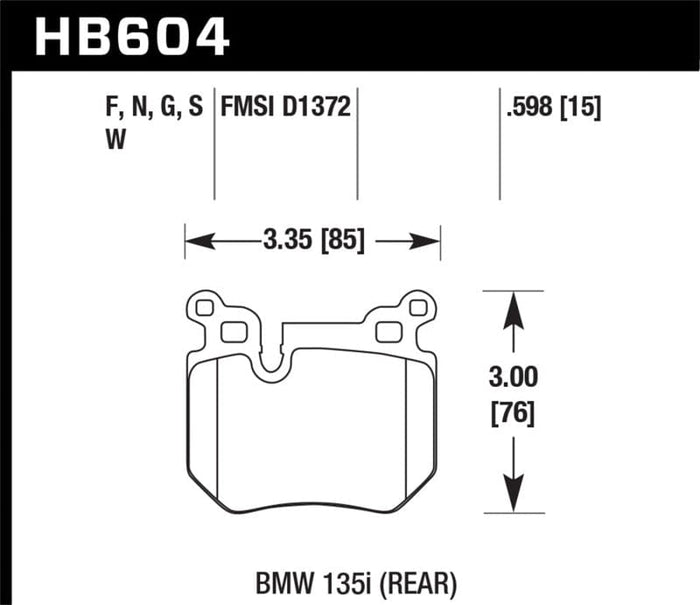 Hawk Performance Hawk 08-13 BMW 135i 3.0L Base Rear ER-1 Brake Pads HAWKHB604D.598