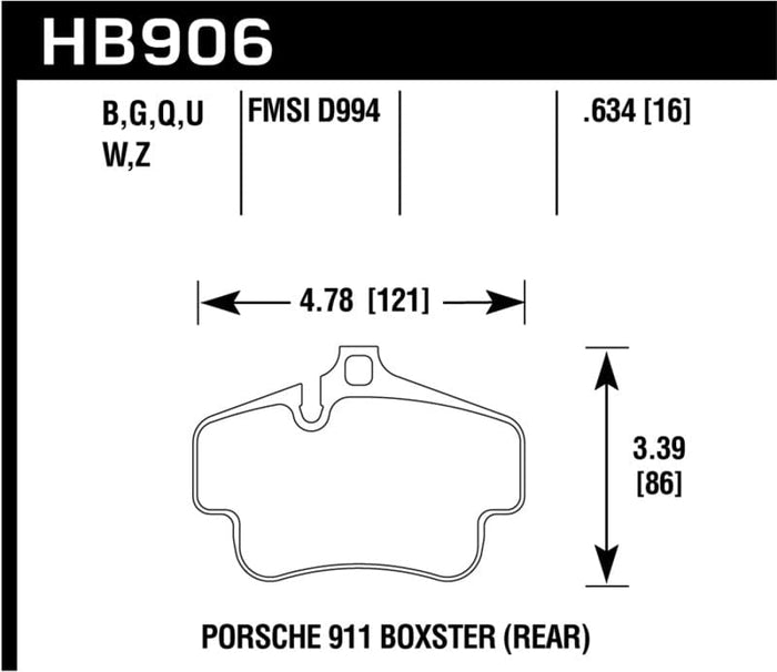 Hawk Performance Hawk 2020 Porsche 718 Boxster 2.0L Base Ceramic Composite Brakes Rear ER-1 Brake Pads HAWKHB906D.634