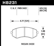 Load image into Gallery viewer, Hawk Performance Hawk 89-93 240SX LE &amp; SE (non-ABS) &amp; Base / 94-96 240SX SE &amp; Base Blue 9012 Race Front Brake Pads HAWKHB231E.625