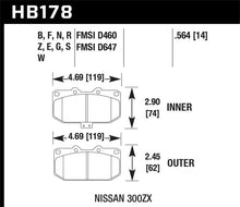 Load image into Gallery viewer, Hawk Performance Hawk 90-96 Nissan 300ZX 3.0L 2+2 Front ER-1 Brake Pads HAWKHB178D.564