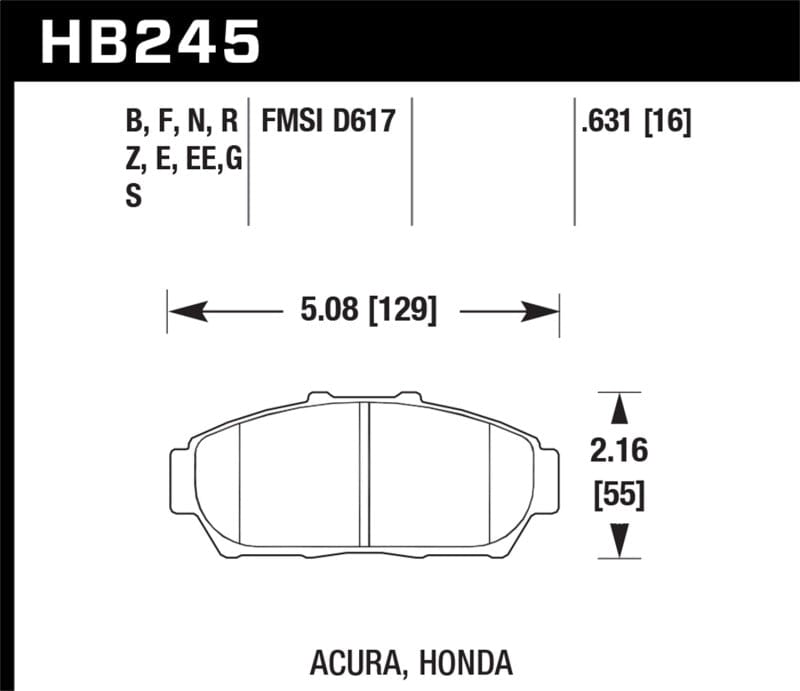Hawk Performance Hawk 94-01 Acura Integra (excl Type R)  HP+ Street Front Brake Pads HAWKHB245N.631