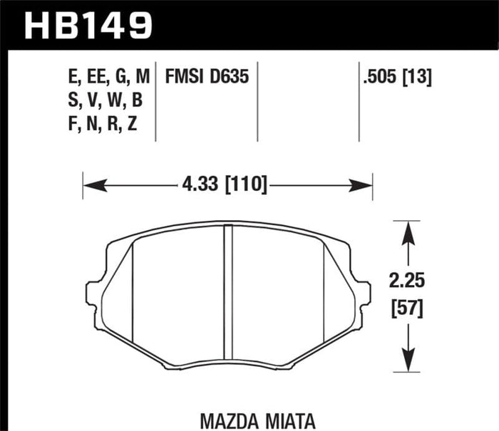 Hawk Performance Hawk 94-05 Mazda Miata 1.8L Base Front ER-1 Brake Pads HAWKHB149D.505