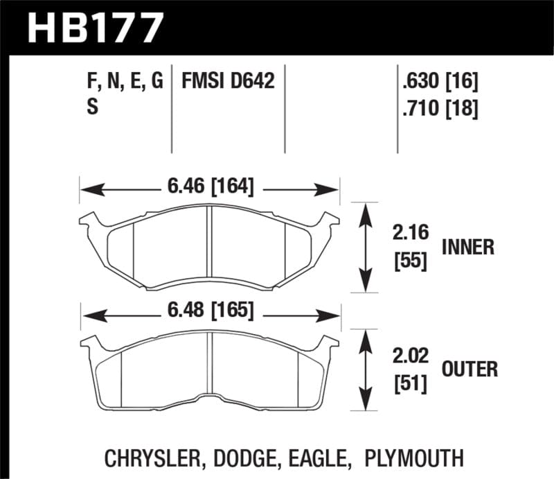 Hawk Performance Hawk 95-99 Dodge Neon / 96-99 Plymouth Neon DTC-60 Front Brake Pads HAWKHB177G.630