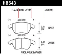 Load image into Gallery viewer, Hawk Performance Hawk Audi A3 Quattro / VW EOS / Golf / Jetta / Passat / Rabbit HPS Front Brake Pads HAWKHB543F.760