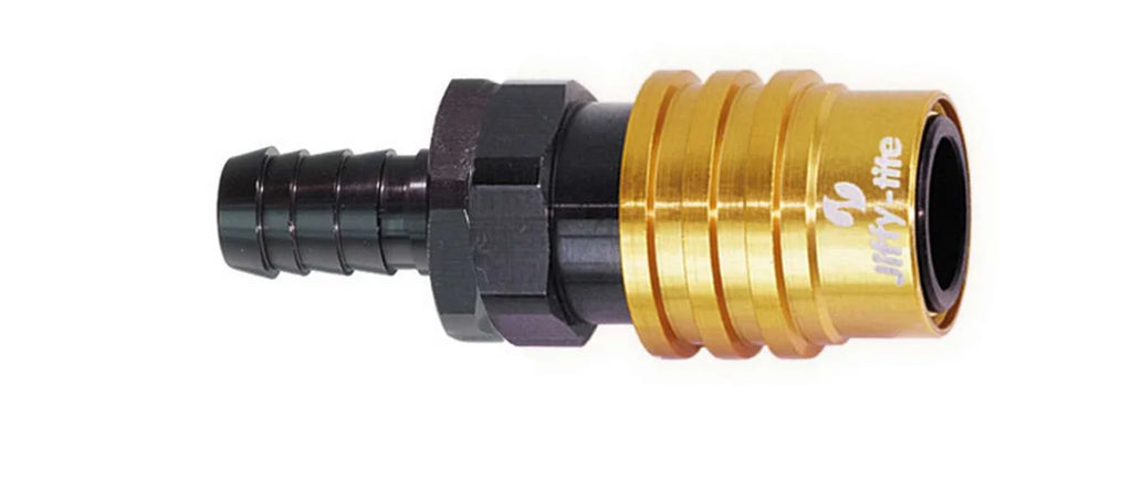 jiffytite Q/R #6 Str Male Socket w/Hose Barb-Valved 21506