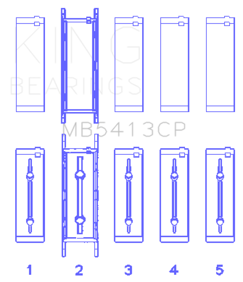 King Engine Bearings King Opel LNF / LSJ / L42/61 / Z22SE Crankshaft Main Bearing Set (Set of 5) KINGMB5413CP