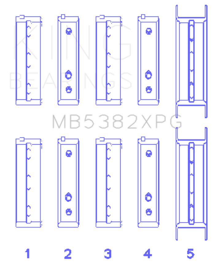 King Engine Bearings King Subaru EJ20/EJ22/EJ25 (For Thrust in #5 Position) .026 Oversized Tri-Metal Perf Main Bearing Se KINGMB5382XPG.026